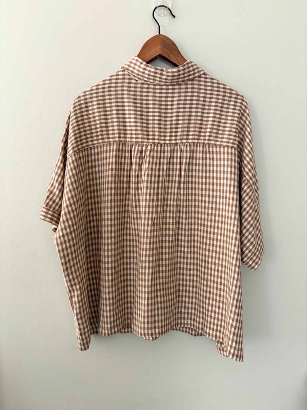 Max Studio London Gingham Linen blend Relaxed Linen Rayon Blouse Top Women’s L - Picture 6 of 15